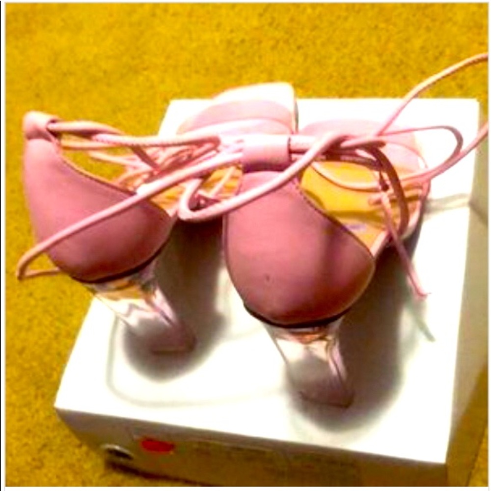 Pink Lace-up Heels Shoes